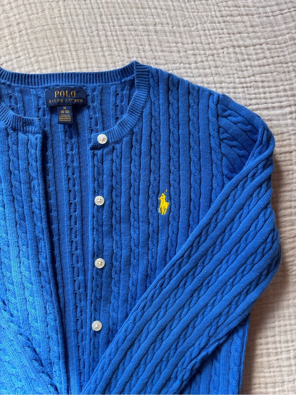 Polo by Ralph Lauren Girls Cable Knit Cardigan Blue